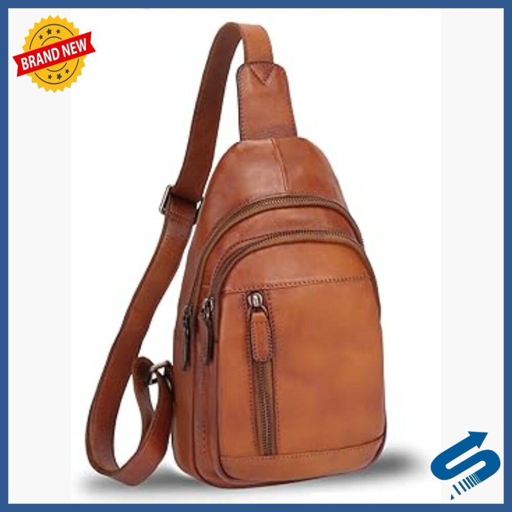 Genuine Leather Sling Backpack Crossbody Daypack Vintage Handmade Motorcycle Bag